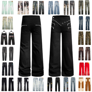 Jeans Baggy à Jambes Larges sur Mesure pour Hommes, Poches Surdimensionnées, Fermeture Éclair, <span class=keywords><strong>Coupe</strong></span> Slim, Streetwear, Denim Japonais Selvedge Noir - Product Image 1