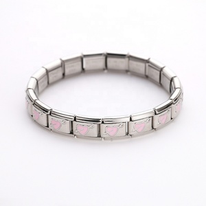 Pulsera de Eslabones con Dijes de Corazón y Estrella Italianos de Moda, en Acero Inoxidable con Circonitas, para Unisex - Product Image 6