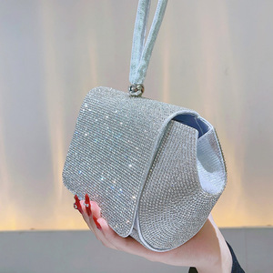 Designer Rhinestone Elegant <b>Clutch</b> Bag Purses Big <b>Wedding</b> Evening Crystal Bucket Bag Silver for Woman - Product Image 3