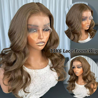 Perruques synthétiques ondulées de corps de couleur brune 13X6 pour les femmes noires perruques de cheveux synthétiques résistants à la chaleur