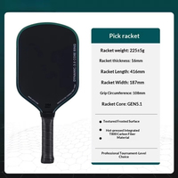Raquette de pickleball en carbone T800 16 mm, raquette de pickleball OEM en nid d'abeille, raquettes de pickleball pressées à chaud pour tournois, vente en gros