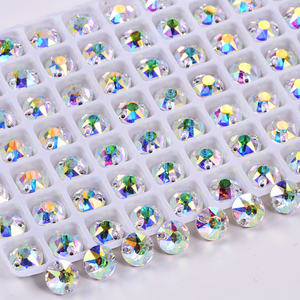 BOBOHOO, diamantes de imitación para coser de alta calidad, cristal 8 + 8 de forma redonda, diamantes de imitación Strass para coser K9 para vestido de novia, Bikini - Product Image 4