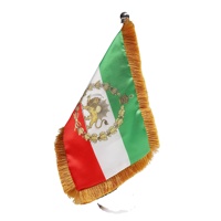 Drapeau de table Iran Lion et Soleil 11x8.2in, ancienne bannière de table iranienne avec base métallique, décoration événementielle historique, vente en gros