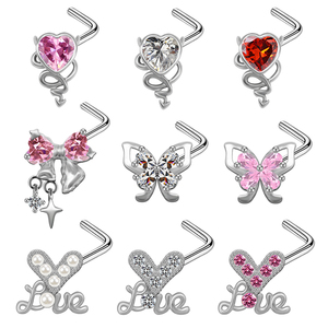 Gaby, anillo de Nariz de Acero quirúrgico chapado en oro de acero inoxidable, Piercing para tabique con clicker Rosa plateado, joyería bonita, colgante a granel para regalo - Product Image 2