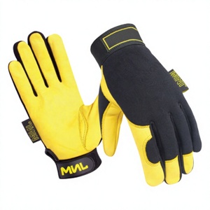 Guantes protectores de cuero de grano de vaca Guantes de conducción de montaje mecánico laminado de LICRA transpirable Guantes DE SEGURIDAD ignífugos - Product Image 1