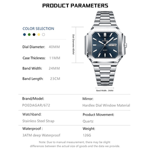 <span class=keywords><strong>Reloj</strong></span> de Cuarzo de Lujo para Hombre VVS-PDR, con Doble Calendario, Resistente al Agua y con Manecillas Luminosas - Product Image 4