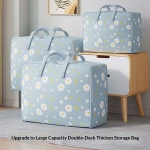 Sac de rangement auto-scellant en tissu écologique non tissé à imprimé marguerite, résistant à l'eau, durable, extra large pour vêtements, couettes et déménagement - Product Image 3