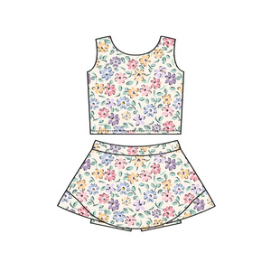 Conjunto de Yoga sin Mangas para Niña, Modelo GSD3837, Falda con Estampado de Fútbol Rosa, Ropa Deportiva para Niñas Pequeñas, Venta al Por Mayor - Product Image 4