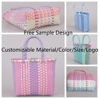 Offre Spéciale à la mode PP tissé sac étanche léger durable panier à main pour voyage plage supermarché fête de mariage