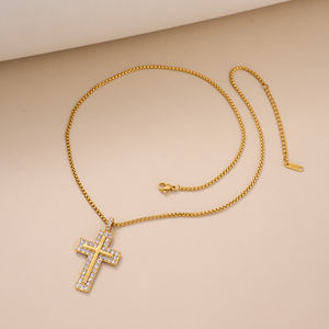 Myneck autunno caldo oro placcato 18K collana croce in acciaio inossidabile senza appannamento Blokecore <span class=keywords><strong>roma</strong></span> accessori moda christiani regalo - Product Image 6