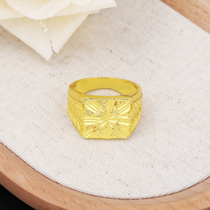 JXX Gioielli in Ottone Placcato Oro 24k Anello da Uomo alla Moda Stile Retrò Indiano di Dubai Anello Semplice in Oro da Uomo Fede Nuziale - Product Image 3