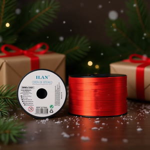 Nastro regalo Ilan 5 mm x 100Y rosso metallizzato per confezioni - Product Image 2