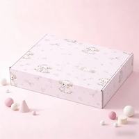 Boîte d'expédition en carton ondulé rose kawaii écologique personnalisée avec fermeture magnétique et doublure en éponge |   Revêtement UV avec motif de chiot mignon |   Personnalisé
