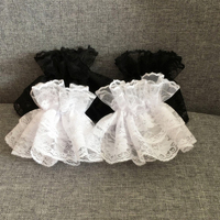 Manchettes en dentelle noire Lolita, manches à volants florales, élégantes, en dentelle élastique, style vintage, pour femmes, pour les goûters