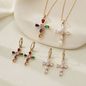 Jewelry Set Wholesale New Fashion 18K Gold Plated Brass Zircon for Women Wedding Party Gift - Product Image 1