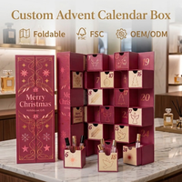 Boîte cadeau de Noël de luxe personnalisée, boîte à tiroirs pour les fêtes, calendrier de l'avent, emballage rigide, remplissable pour parfum, cosmétiques, cadeaux
