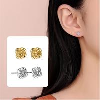 Zierliche Gold Vermeil S925 Silber Rosen-Ohrstecker Sterling Silber Skulpturierte Blumen-Ohrstecker