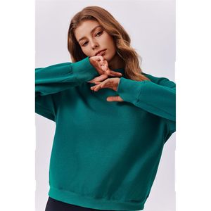 เสื้อสเวตเชิ้ตคอเต่าแขนยาวสำหรับผู้หญิงของ FOXA ผ้าฟลีซบุซับในแบบลำลองพร้อมกระเป๋าข้างและช่องสำหรับนิ้วโป้ง - Product Image 5