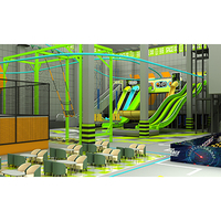 Parc d'aventure professionnel personnalisé en fibre de verre pour centres commerciaux, avec toboggan géant intérieur, parcours de cordes intégré et structure ondulée