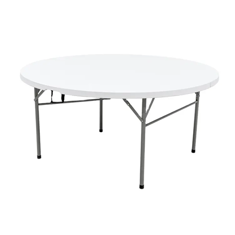 Hete Verkoop 5ft Verjaardagsfeestje Dineren Opvouwbare Plastic Tafel Banket Ronde Opvouwbare Feesttafel Voor Evenementen Bruiloft