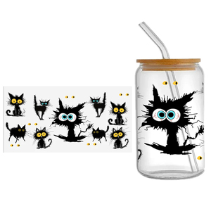 Cat 16oz libey vetro può Tumbler UV DTF adesivo avvolgente impermeabile resistente ai graffi freddo sublimazione Design Transfer - Product Image 3
