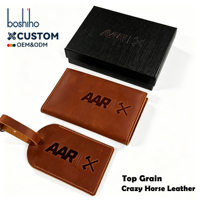 Set Hadiah Dompet Paspor & Label Bagasi Kulit Asli Full Grain Kustom, Hadiah Perjalanan Korporat Premium, Obral Grosir
