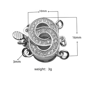 שרשרת תכשיטים אישית שכבות 925 אביזרים מחבר כסף מצופה זהב פנינים אבזם מנעול קסמי זהב - Product Image 2