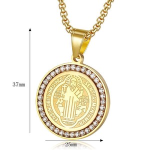 Stainless Steel Pendant Necklace 18K Gold Plated Zircon Unisex Retro Clavicle <b>Chain</b> Gift - Product Image 4