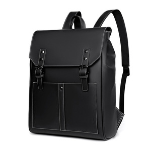 European American Retro Style PU Soft <b>Leather</b> <b>Backpack</b> <b>Large</b> Capacity Zipper Casual Fashion Computer Pack Geometric Waterproof - Product Image 5