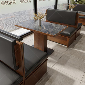 Xzy hiện đại cao cấp 4 chỗ ngồi bàn ăn ghế với Rock slab Tabletop ánh sáng thiết kế sang trọng rắn gỗ chân cho nhà hàng - Product Image 5