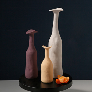 <span class=keywords><strong>Vaso</strong></span> in Ceramica Baihanmei Ispirato allo Stile Wabi-Sabi Cinese, Smaltato Texturizzato Morandi, Realizzato a Mano per Composizioni Floreali e Arredamento Casa - Product Image 2