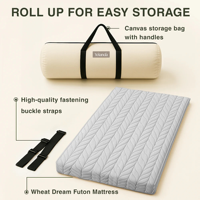 Matelas Tatami Pliable Personnalisable en Coton Biologique Motif Épi de Blé, Nouveau Style Tendance 2026, pour Adultes, Enfants et Dortoirs – Vente en Gros