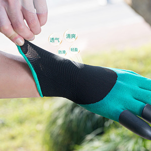 Gants de jardinage en nylon tricoté enduit de nitrile, imperméables, pour creuser, planter, usage domestique et de jardin - Product Image 4