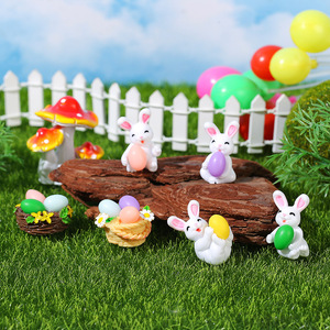 Easter Bunny Miniature Landscape Ornament Resin Craft Decor Indoor Outdoor Easter <b>Decoration</b> Nest <b>Eggs</b> Creative Jewelry - Product Image 2