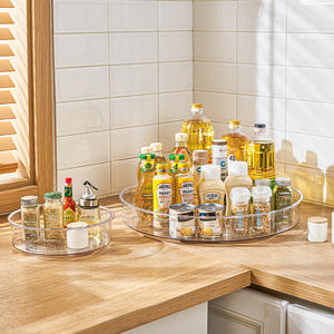 Plateau de rangement rotatif transparent de 50 cm, organisateur de bureau rond pour épices de cuisine ou présentoir de parfums, type sur pied - Product Image 5