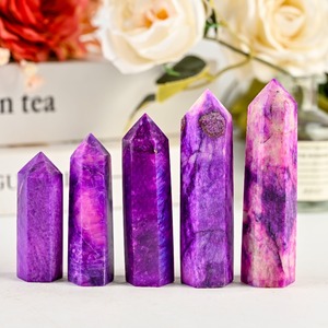 Vente en gros CrystalHola Pointe de cristal de lune violette naturelle polie, Tendance mode, Cristal apaisant, Décoration maison, bureau, chambre 4-10cm - Product Image 2