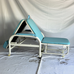 Portable <b>Folding</b> Chair <b>Bed</b> Single Size Blue Hospital Care Companion Nap Chair For Home And Public Use - Product Image 1