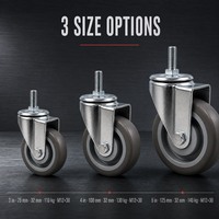 Roues pivotantes en caoutchouc thermoplastique TPR SHUNXINFA en gros, tige filetée, 3 pouces, 100 kg, avec frein pour chariot