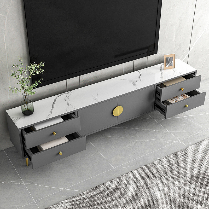 modern luxury marble tv wall unit with led lights
