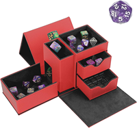MIO PU Flanell 3-in-1 Würfel ablage Turm Aufbewahrung sbox mit Ständer & Knopf verschluss für DND/RPG Sammelkarten & Spielkarten Geschenk