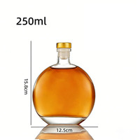 Bouteille en verre plate transparente de 250 ml et 500 ml pour spiritueux (Whisky, Rhum, Vodka, Gin) avec bouchon en liège – Vente chaude directe usine