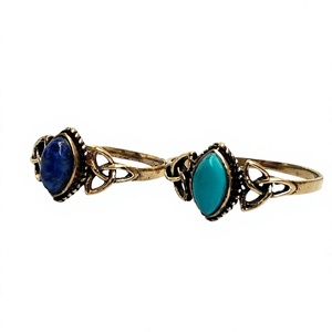 Anneaux en laiton pour femmes Vintage bague en pierre naturelle Turquoise lapis breloques bijoux féminins - Product Image 3