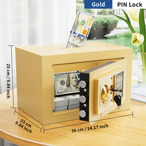Coffre-fort électronique à code pour la maison, le bureau, mini armoire de sécurité en acier de 25 cm de hauteur, boîte de dépôt sécurisée - Product Image 2