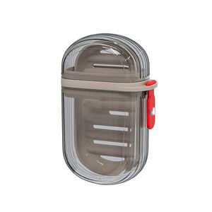 Conteneur à savon portable en plastique avec couvercle, idéal pour les voyages, ensemble de salle de bain, plateau de drainage et porte-savon - Product Image 6
