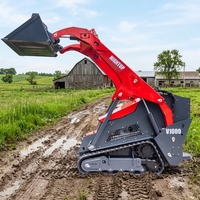Mini-chargeuse compacte sur pneus avec accessoires hydrauliques pour l'agriculture et l'aménagement paysager