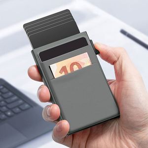 Xdh1889 Top Seller Men Aluminum Metal Minimalist <b>Slim</b> Credit <b>Card</b> <b>Holder</b> Front Pocket Automatic Pop up Wallet for Gifts - Product Image 3