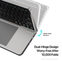 Nuevo Teclado Inalámbrico BT Plegable Portátil con Interruptores de Tijera, Triple Touchpad, Soporte Desmontable, Ultra Delgado, Recargable Tipo-C, ABS