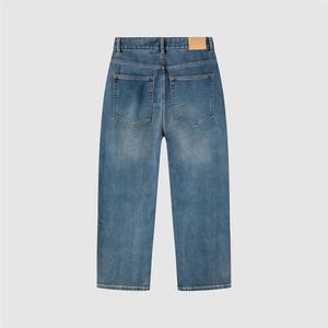 جينز رجالي عالي الجودة بتصميم مغسول ونمط ريترو، جينز فضفاض مستقيم وواسع الساق، أنيق وعصري بخصر متوسط - Product Image 2