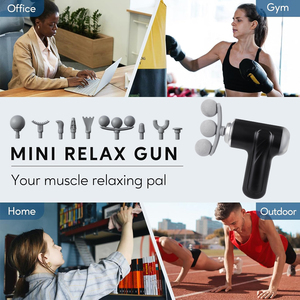 <span class=keywords><strong>Pistolet</strong></span> de <span class=keywords><strong>massage</strong></span> myofascial mini à triple tête OEM ODM, moteur sans balais rechargeable 25W, 6 vitesses, percussion intelligente, 9 têtes, 1200mAh, pour le dos - Product Image 2