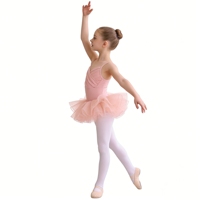 Justaucorps rose à col en V avec poignets en résille pour la danse – Prix direct usine
